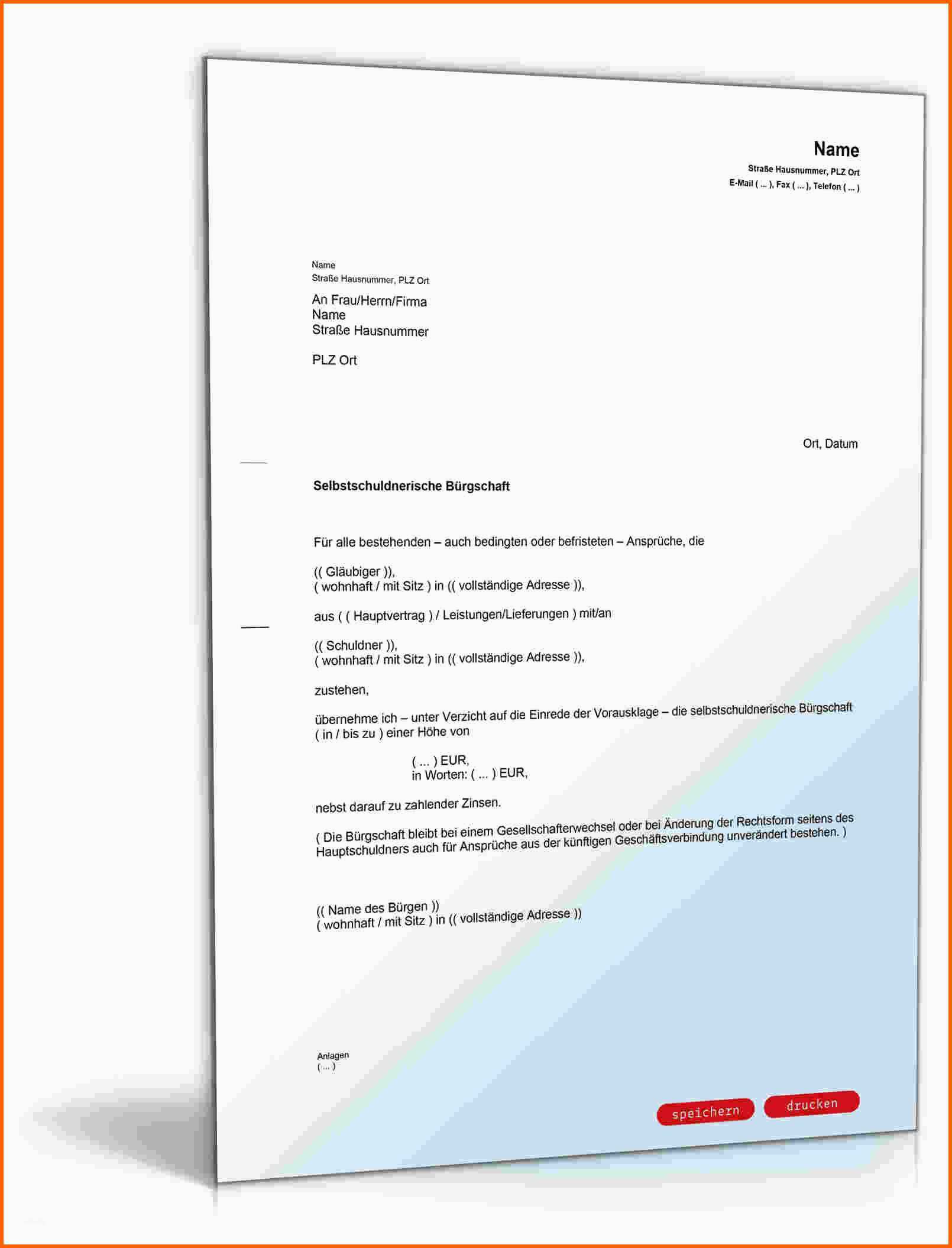 Außergewöhnlich Bürgschaft Wohnung Vorlage – Vorlagen 1001