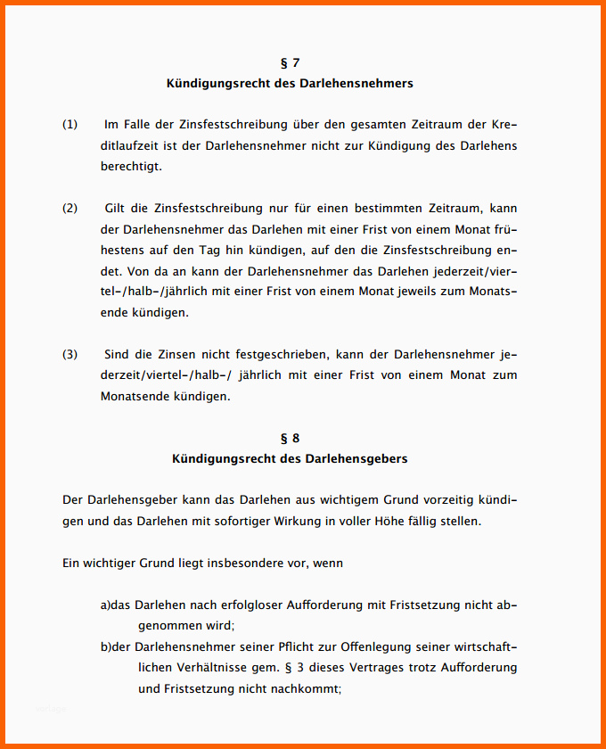 Außergewöhnlich Darlehensvertrag Unternehmen Vorlage Zum Download