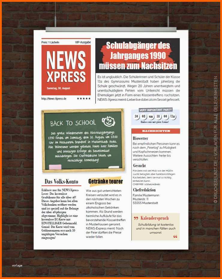 Außergewöhnlich Einladung Zeitung Vorlage Kostenlos