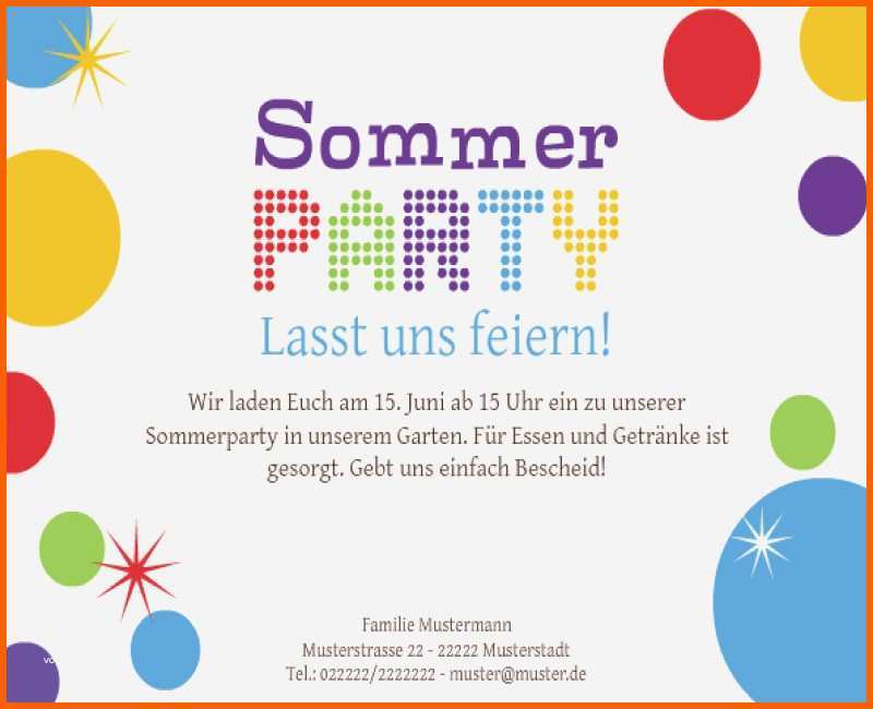 Außergewöhnlich Einladung Zum sommerfest Vorlage Kostenlos ...