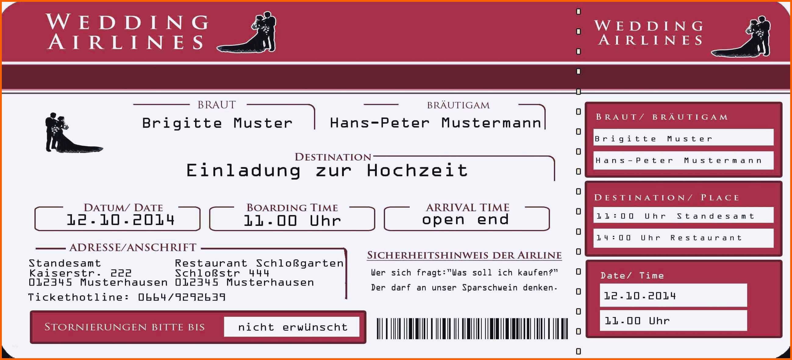 Außergewöhnlich Flugticket Vorlage