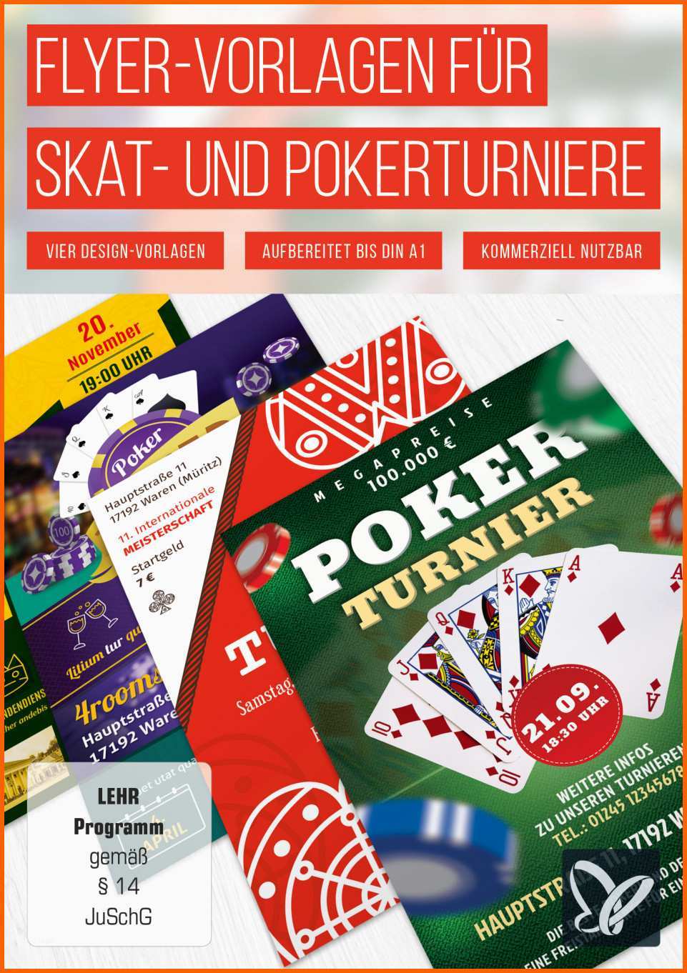 Außergewöhnlich Flyer Vorlagen Für Skat Und Pokerturniere