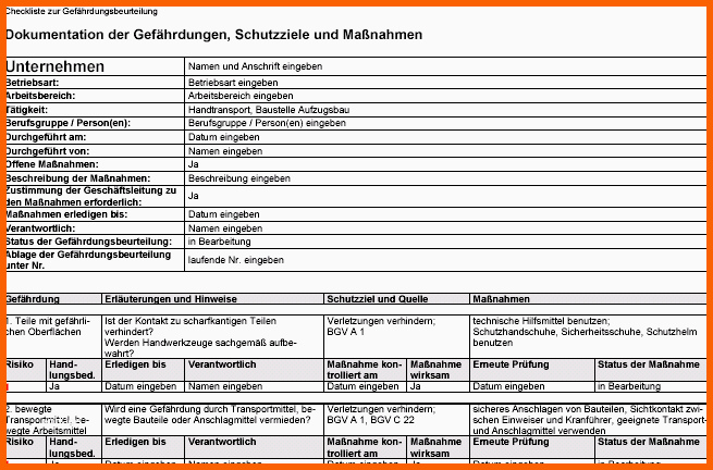 Außergewöhnlich Gefährdungsbeurteilung Handtransport Baustelle
