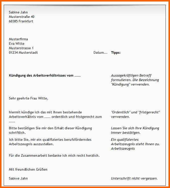 gratis vorlagen tipps zum arbeitsvertrag kuendigen