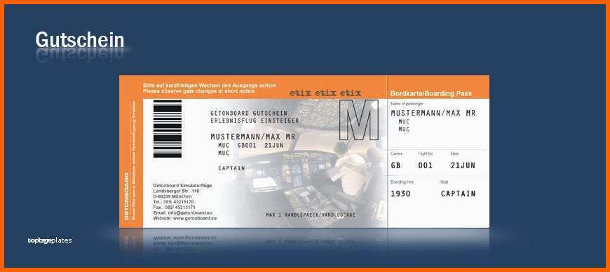 Außergewöhnlich Gutschein Flugticket Vorlage Niedliche Flugticket