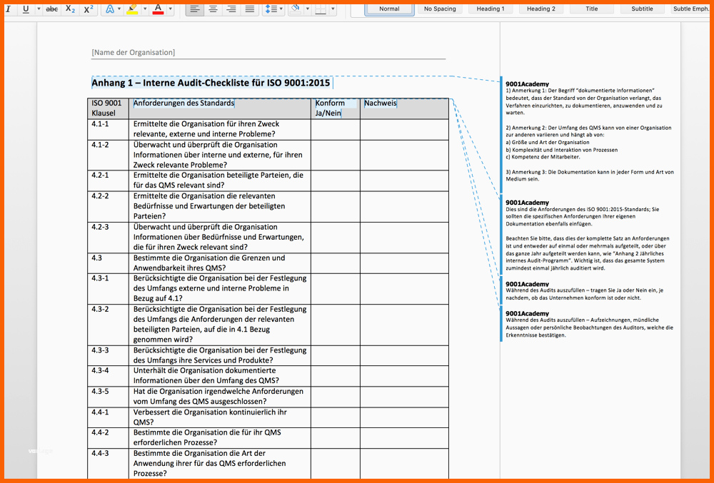 iso internes audit toolkitiso 9001 vorlagen kostenlos