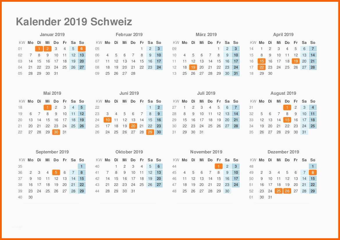 Außergewöhnlich Kalender Vorlage 2019 Der Beste Kalender 2019 Schweiz