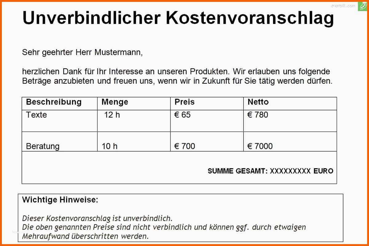 Außergewöhnlich Leistungsverzeichnis Vorlage Word Süß Kostenlose Excel