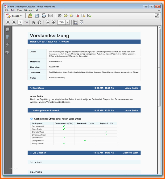 Außergewöhnlich Meeting Protokoll Vorlage