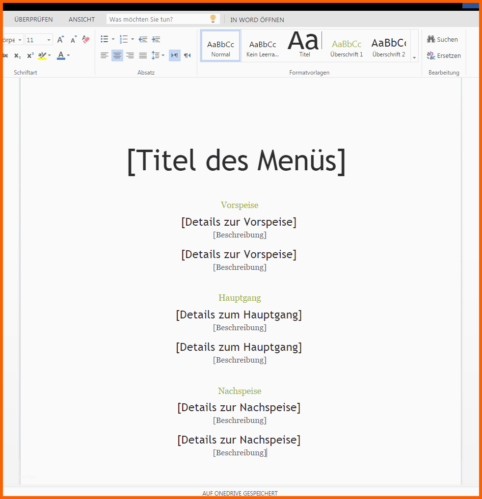 Außergewöhnlich Menü Speisekarte Als Download Auf Wordvorlage