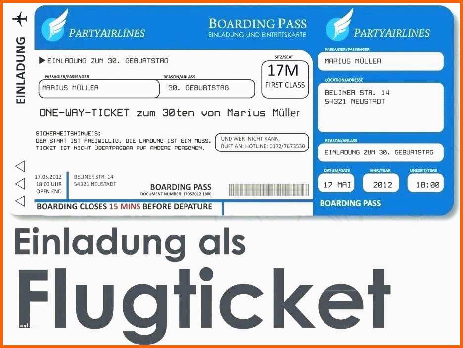 Außergewöhnlich Neues Flugticket Vorlage Geschenk