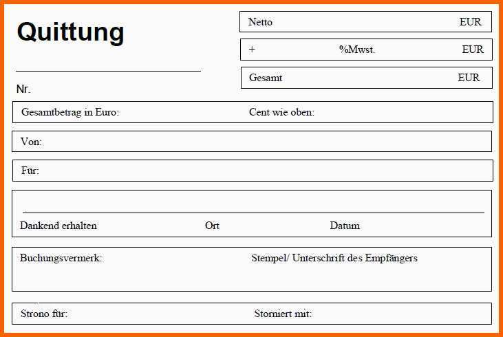 Außergewöhnlich Quittungsvorlage &amp; Quittungsvordruck Zum Quittung Schreiben