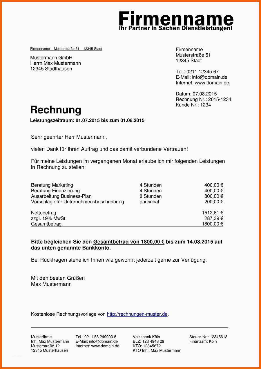 Außergewöhnlich Rechnungsvorlagen Kostenlos Rechnungsvorlage Für Jeden
