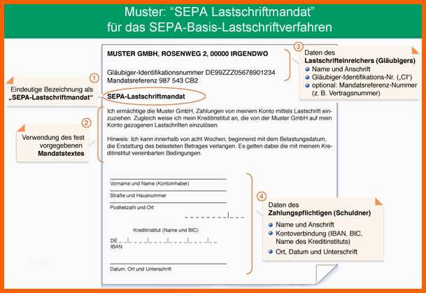 Außergewöhnlich Sepa Lastschriftmandat Vorlage Word – Kostenlos Vorlagen