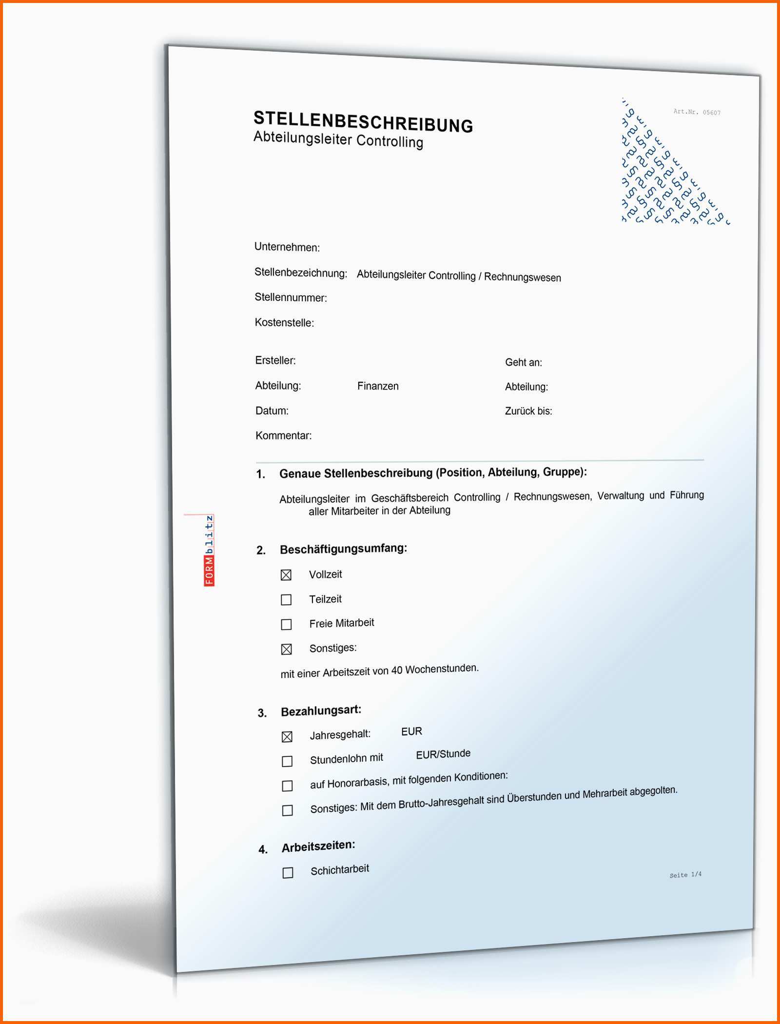 Außergewöhnlich Stellenbeschreibung Abteilungsleiter In Controlling