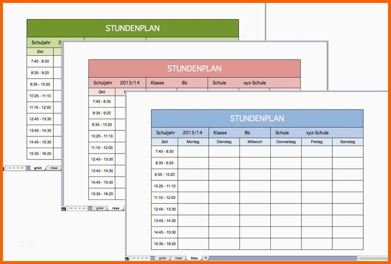 Außergewöhnlich Stundenplan Für Schule Als Excel Vorlage