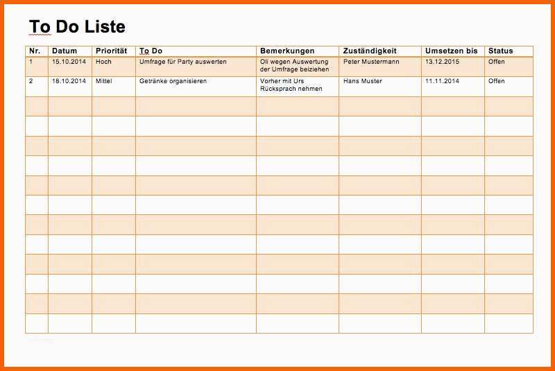 Außergewöhnlich to Do Liste Vorlage Word Und Excel