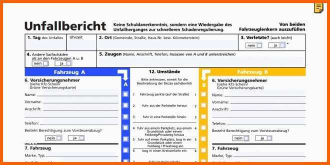 Außergewöhnlich Unfallbericht Vorlage Word – Mimpi