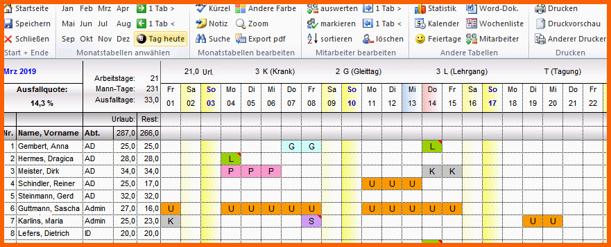Außergewöhnlich Urlaubsplaner 2019 In Excel Kostenlose Freeware Zum