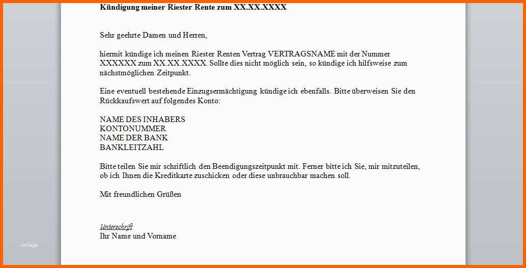 Außergewöhnlich Vorlage Kündigung Versicherung