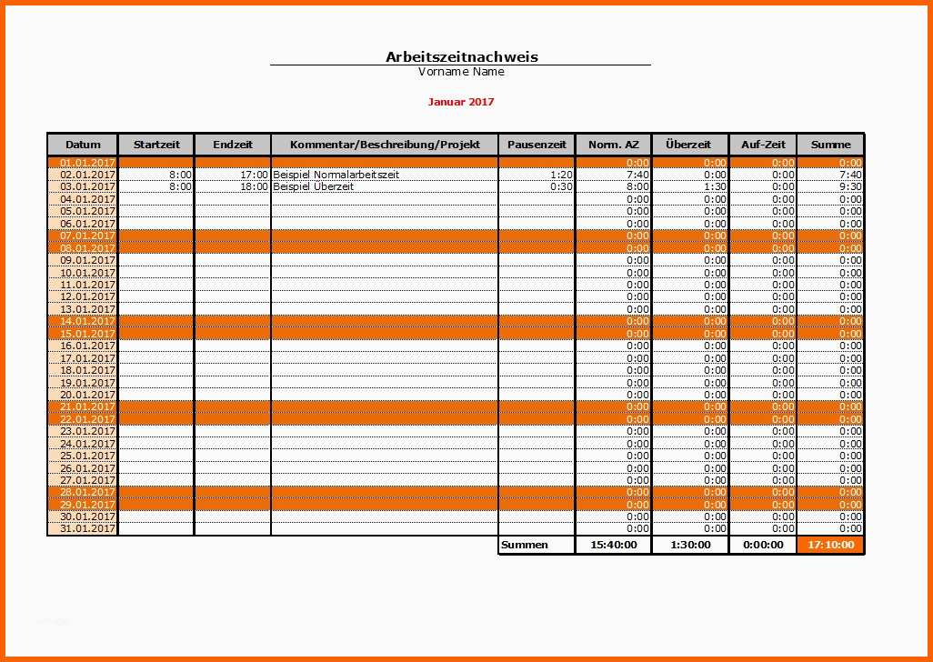 Außergewöhnlich Vorlage Zur Dokumentation Der Täglichen Arbeitszeit Datev