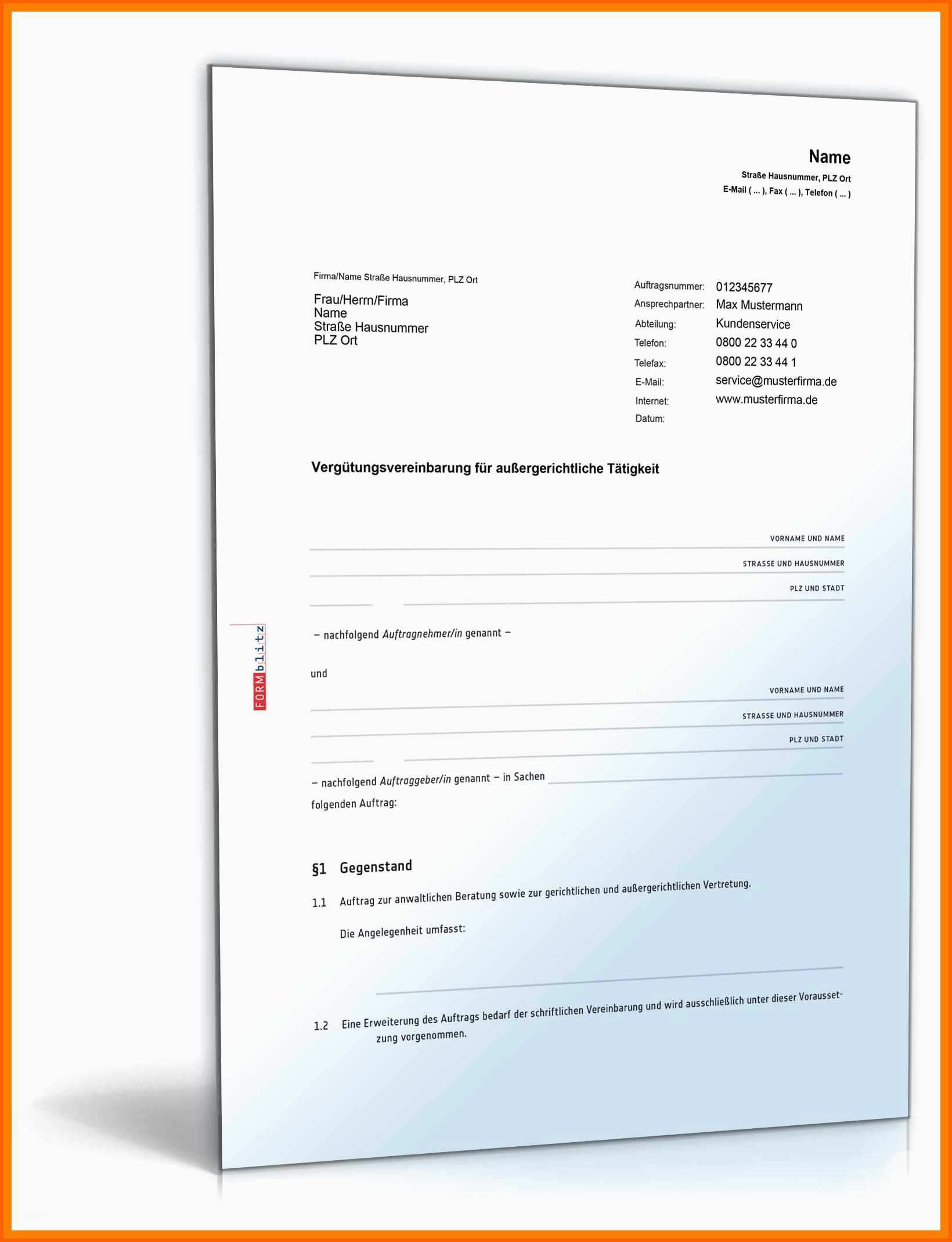 Ausgezeichnet 10 Auftrag Vorlage Kostenlos