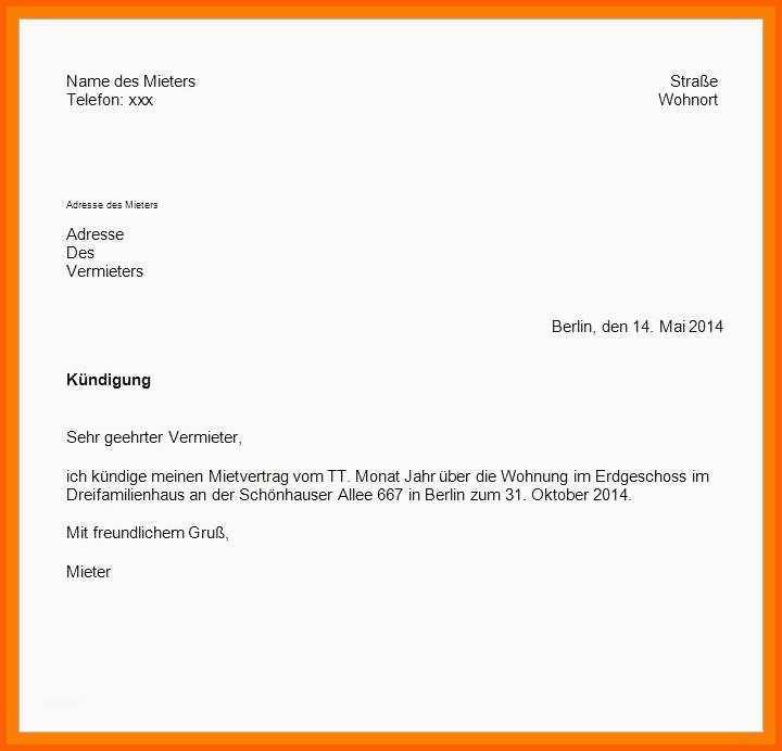 Ausgezeichnet 10 Musterbrief Vermieter An Mieter