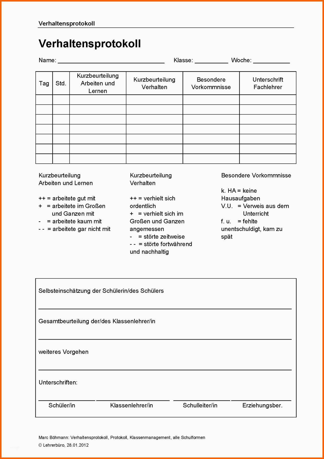 Ausgezeichnet 13 Verlaufsprotokoll Vorlage