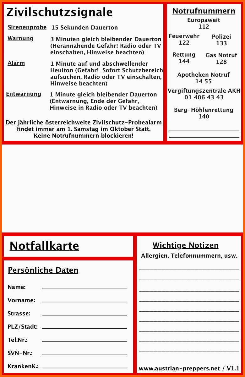 Ausgezeichnet 15 Notfallausweis Vorlage | Kostenlos Vorlagen