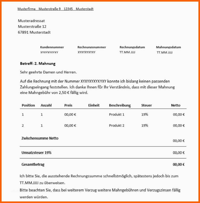 Ausgezeichnet 2 Mahnung Für Freiberufler Vorlage & Muster