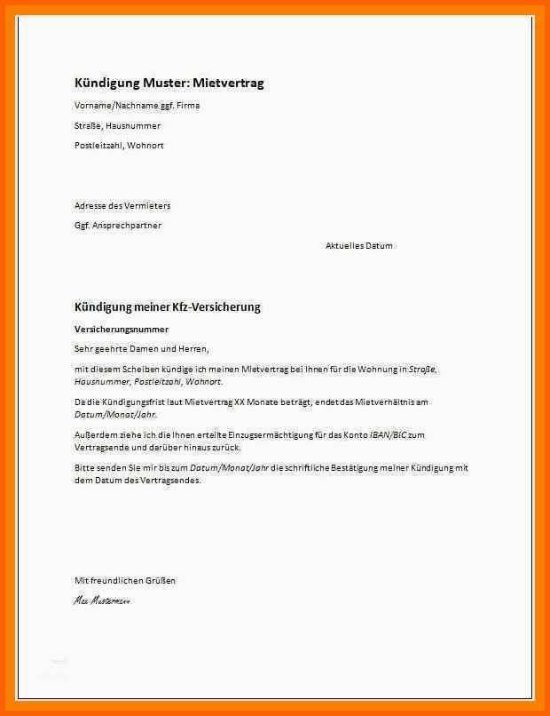 Ausgezeichnet 7 Kündigung Mietvertrag Vorlage Word