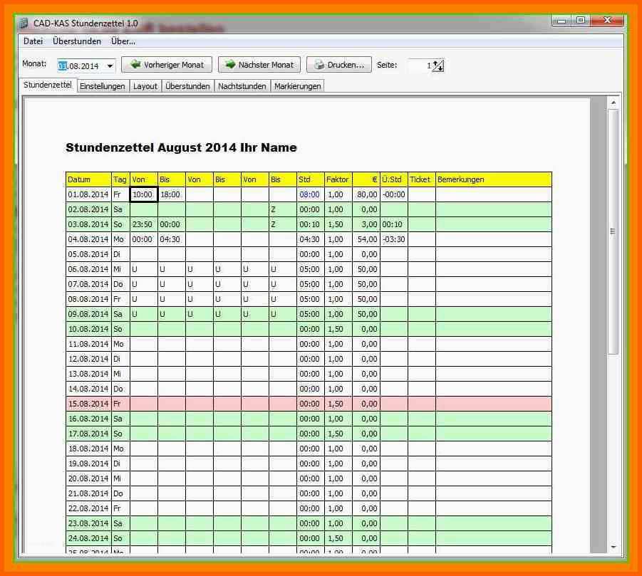 Ausgezeichnet 9 Stundenzettel Excel Vorlage Kostenlos 2016