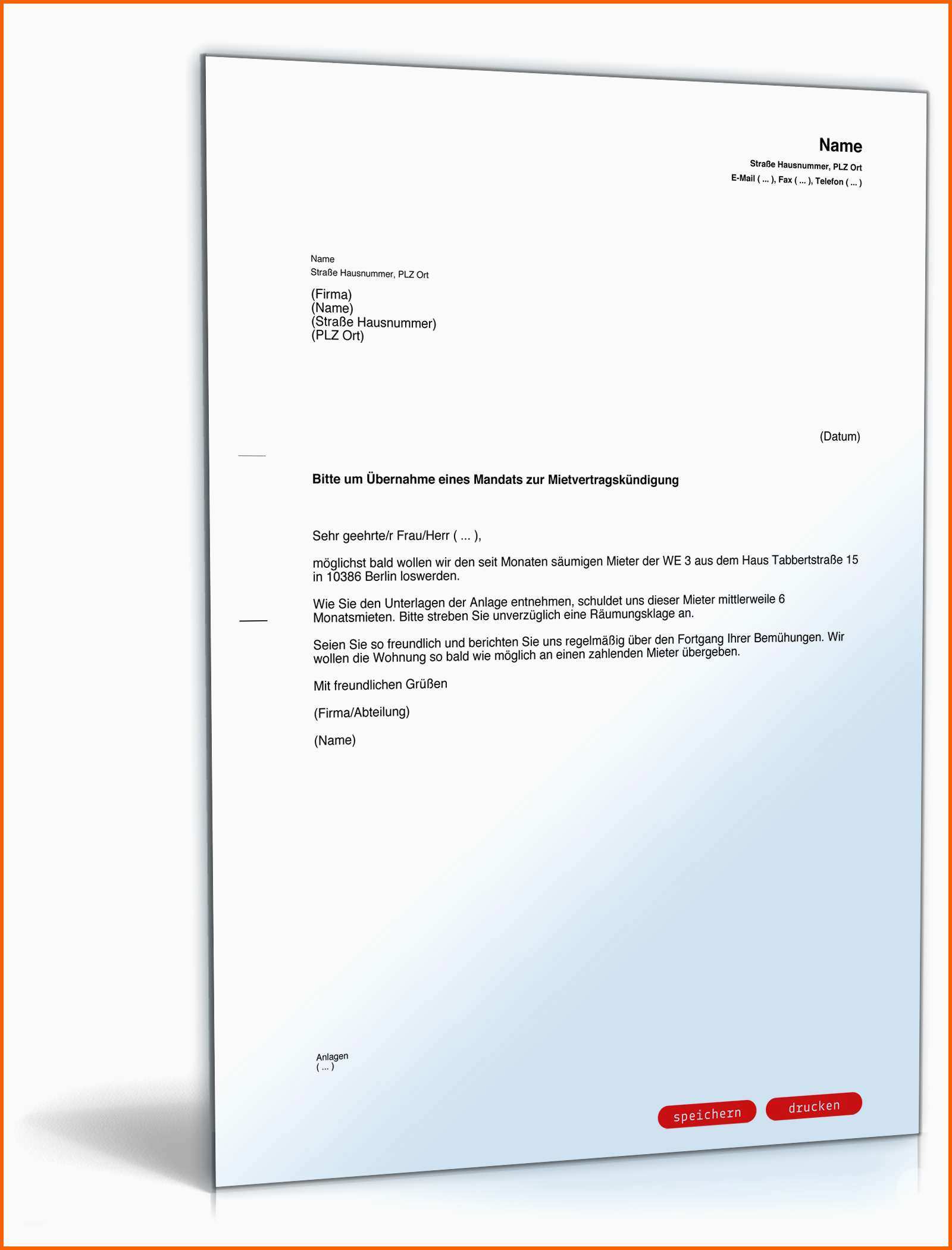 Ausgezeichnet Beauftragung Rechtsanwalt Mietvertragskündigung