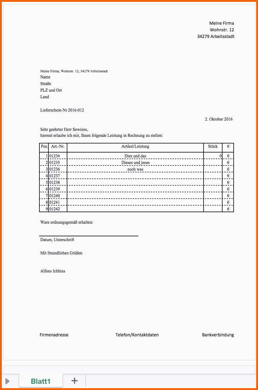 Ausgezeichnet Die Fabelhaften Lieferschein Vorlage Excel