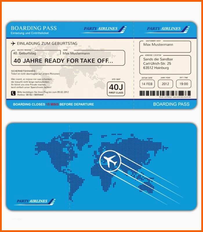 Ausgezeichnet Einladungskarten Flugticket Geburtstag Ticket Einladung