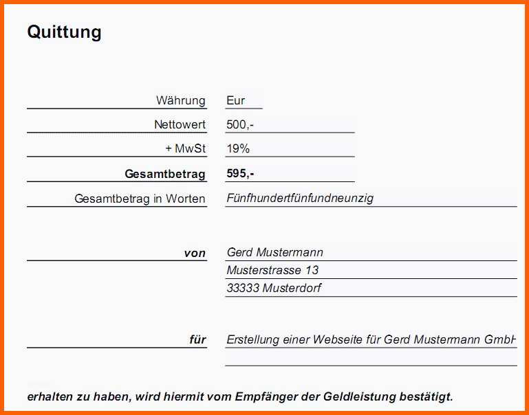 Ausgezeichnet Einzigartiges Quittung Schreiben Muster