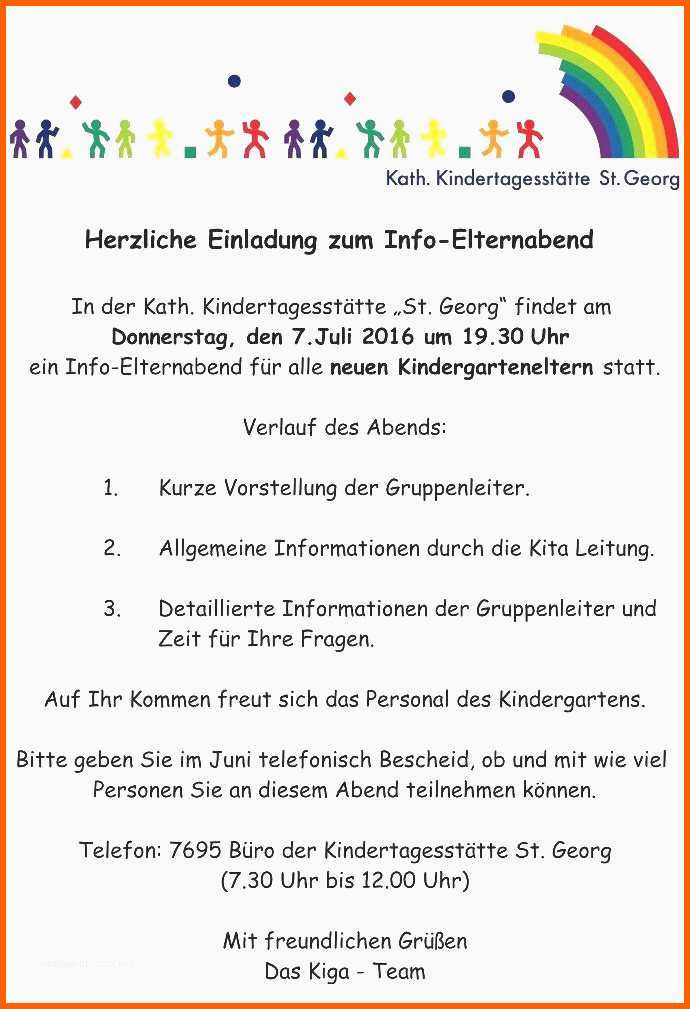 Ausgezeichnet Elternbrief Vorlage Kindergarten Wunderbare Elternbrief