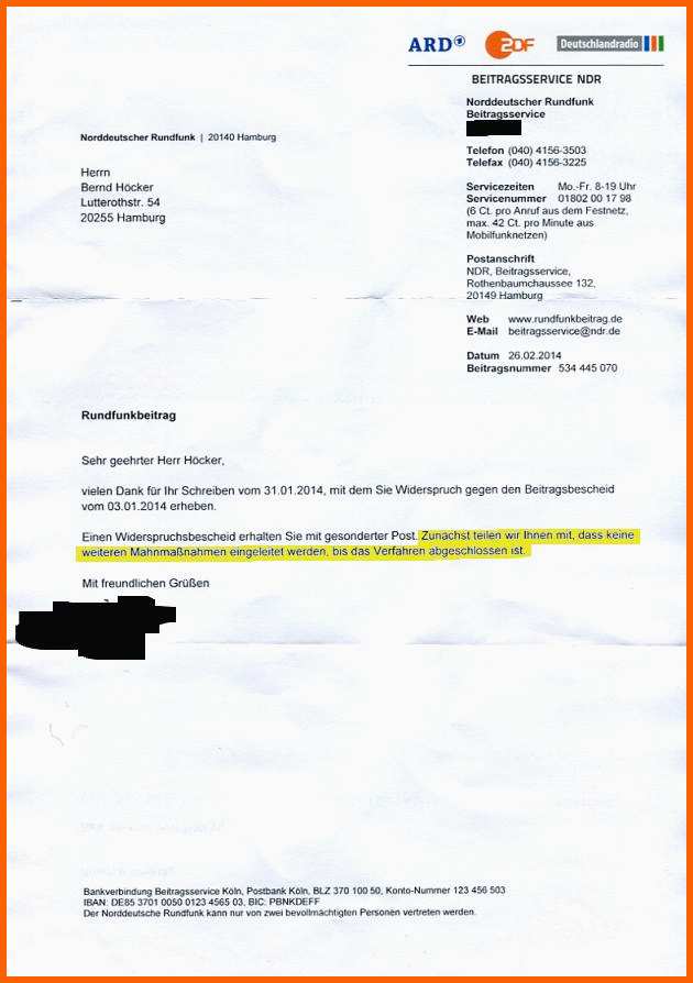 Ausgezeichnet Gez Widerspruch Gegen Gebührenbescheid