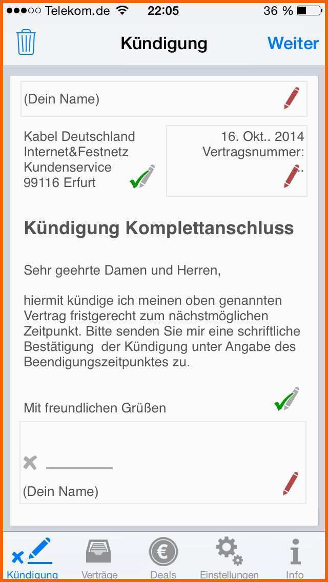 Ausgezeichnet Kabel Deutschland Außerordentliche Kündigung Vorlage