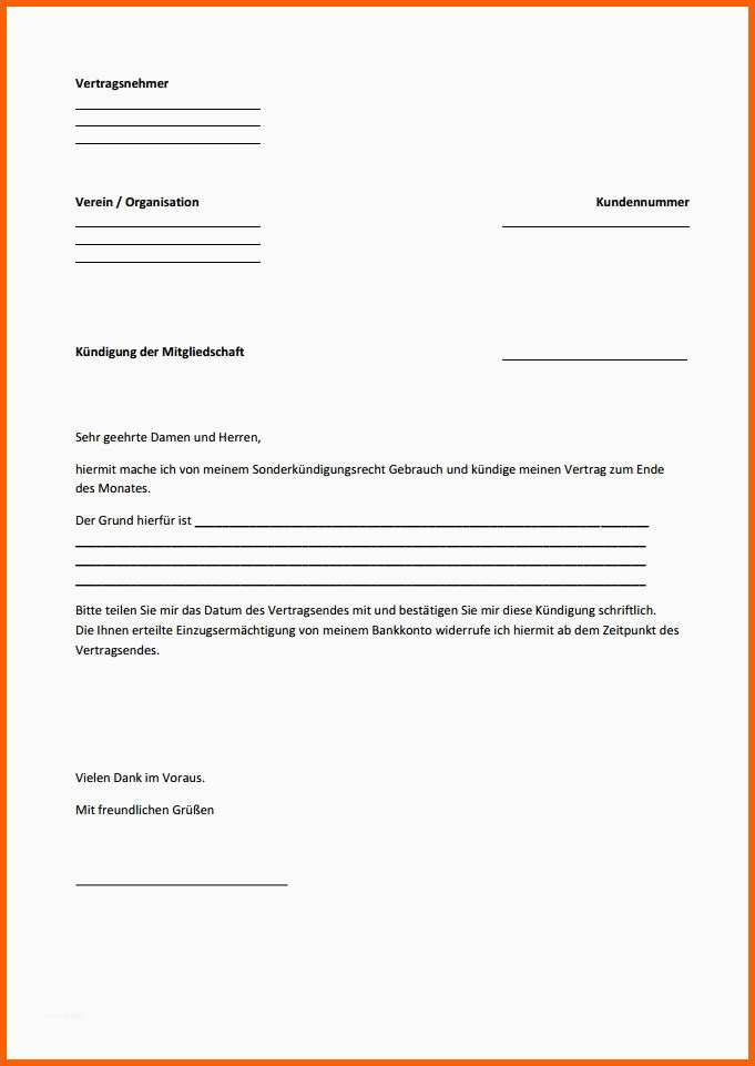Ausgezeichnet Kündigung Fußballverein Vorlage Kostenlos