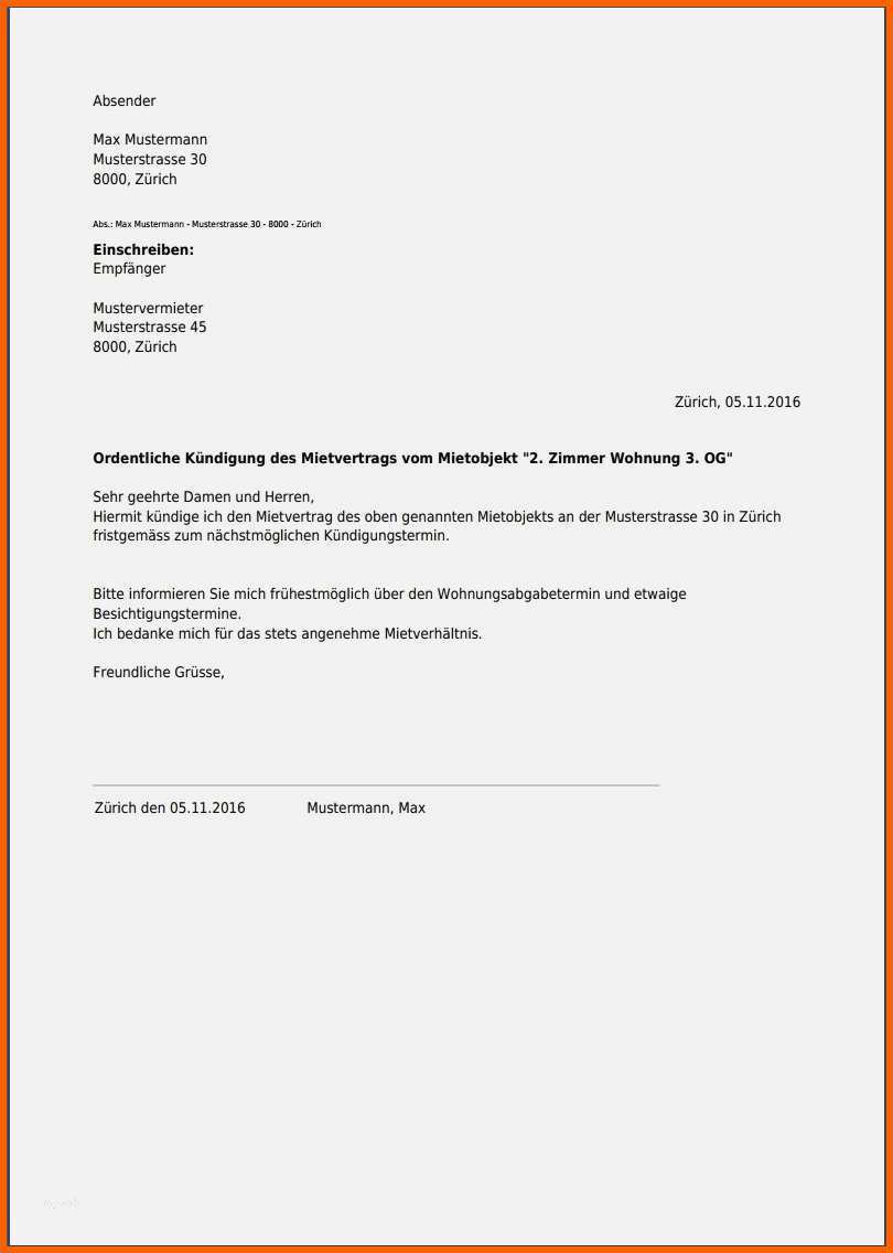 Ausgezeichnet Kündigungsschreiben Untermietvertrag Vorlage Wunderbar