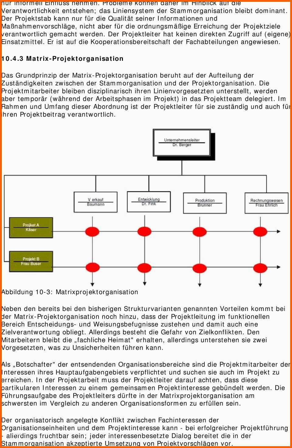 Ausgezeichnet Matrix Projektorganisation Definition Beispiel