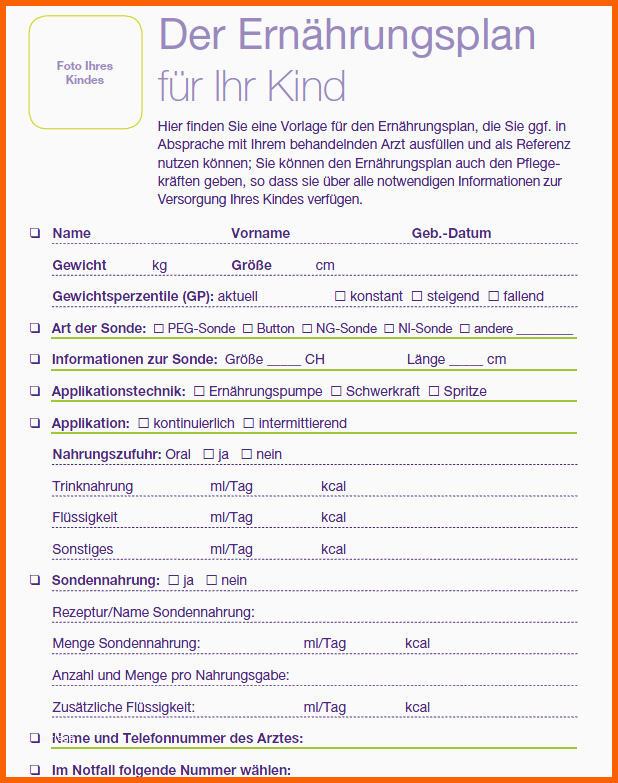 Ausgezeichnet Mein Kind ist Besonders Ernährungsplan