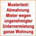 Ausgezeichnet Mustertext Abmahnung Mieter Wegen Untervermietung Wohnung