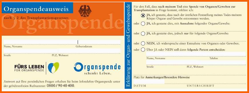 Ausgezeichnet organspendeausweis Pdf Vorlage Download Chip