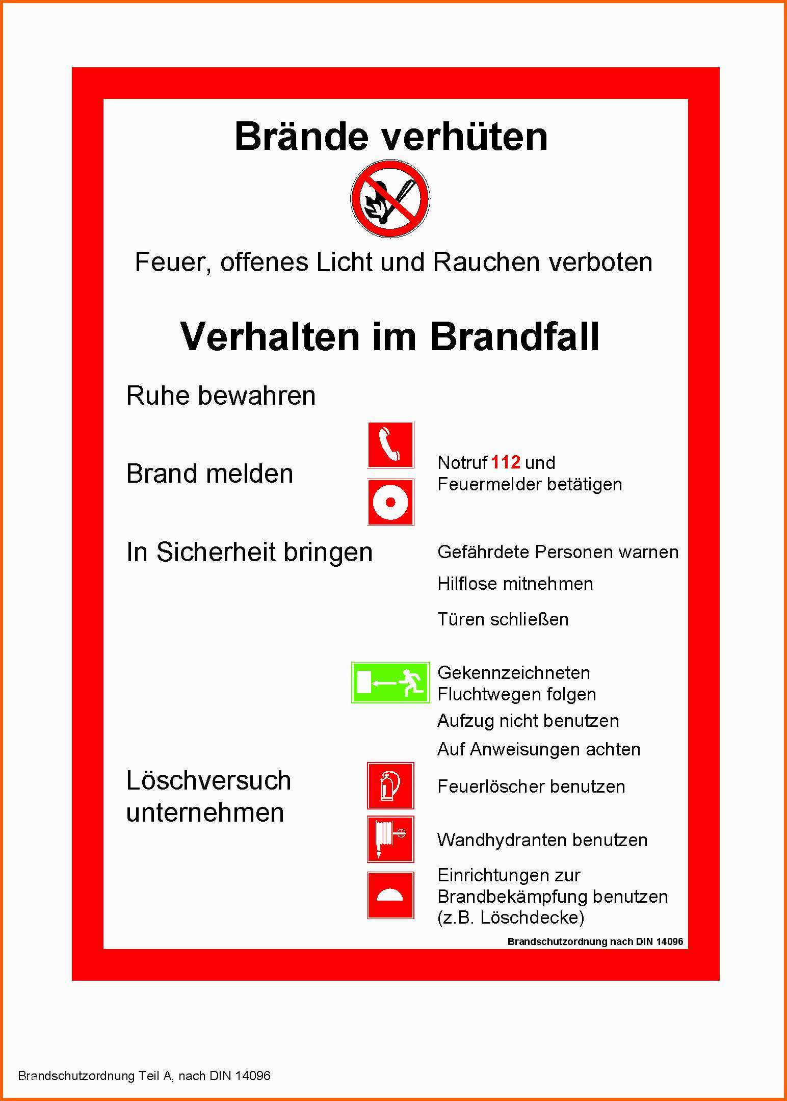 Ausgezeichnet Pin Aushang Brandschutzordnung Teil A Gratis Vorlage On
