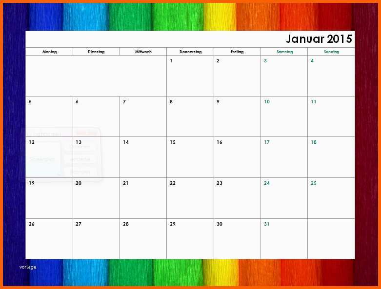 Ausgezeichnet Regenbogen Monatskalender 2015 Fice Lernen