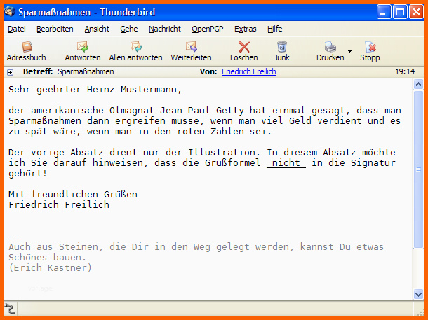 Ausgezeichnet Signatur E Mails Und Postings –