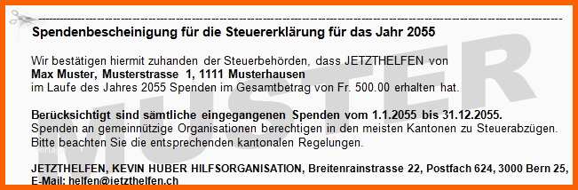 Ausgezeichnet Spendenbescheinigung