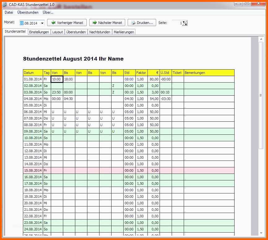 Ausgezeichnet Stundenzettel Minijob Datev Stundenzettel Zum Ausdrucken
